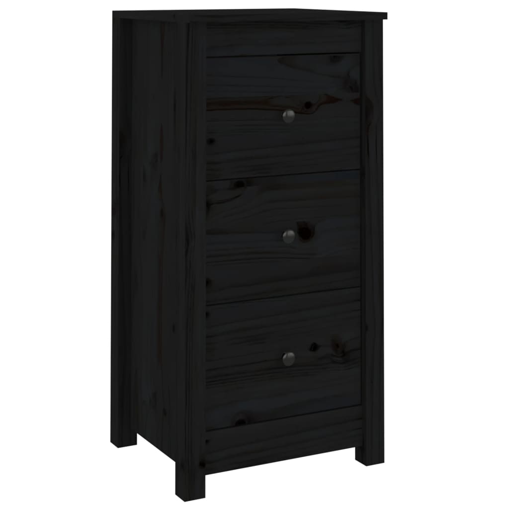 Buffet noir 40x35x80 cm bois massif de pin