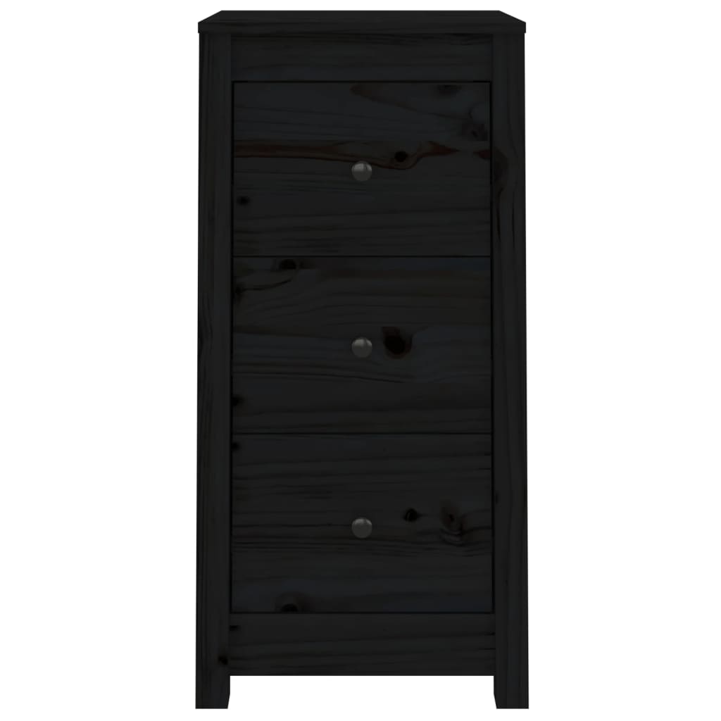 Buffet noir 40x35x80 cm bois massif de pin