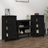 Buffets 2 pcs noir 40x35x80 cm bois massif de pin