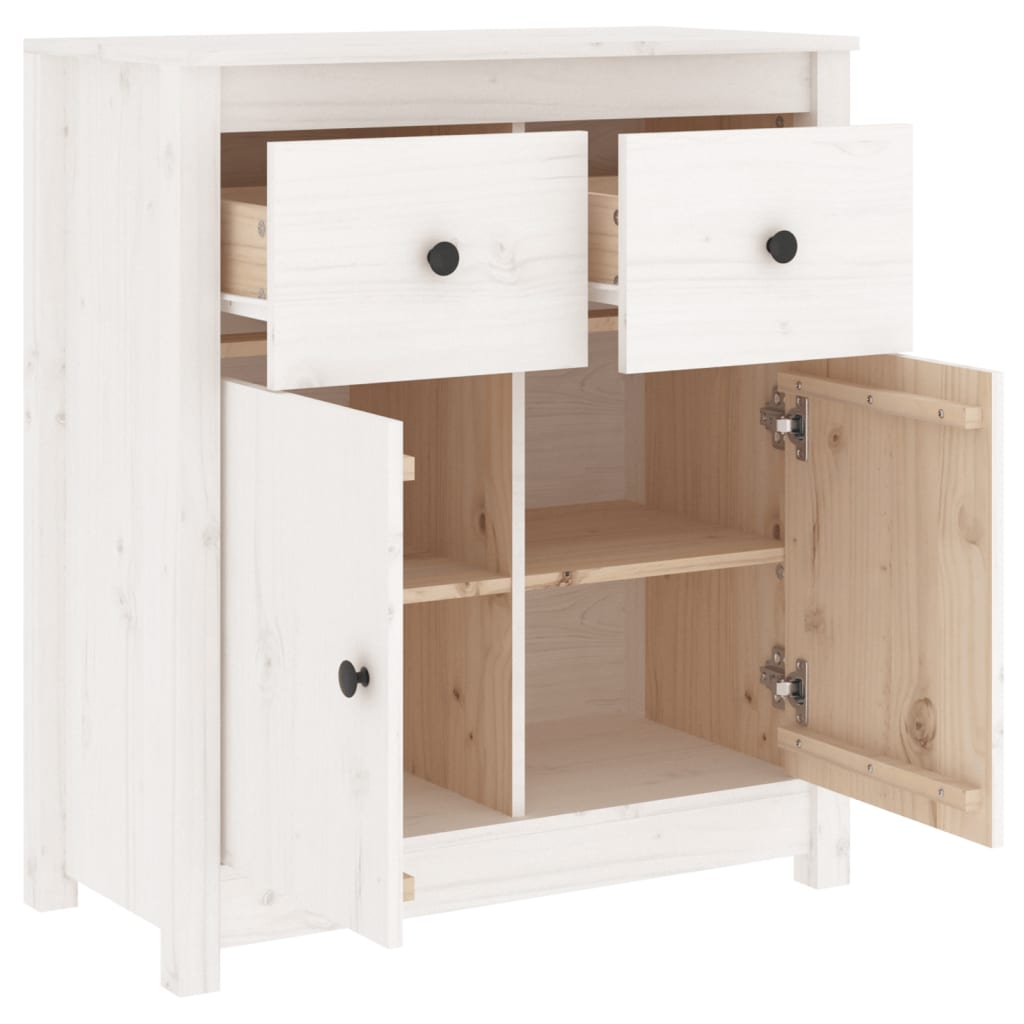 Buffet blanc 70x35x80 cm bois massif de pin