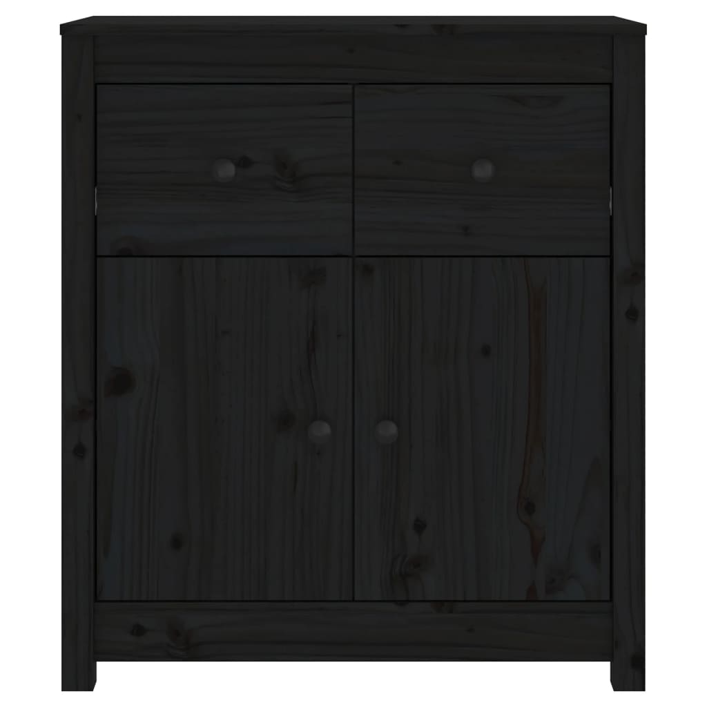 Buffet noir 70x35x80 cm bois massif de pin