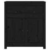 Buffet noir 70x35x80 cm bois massif de pin