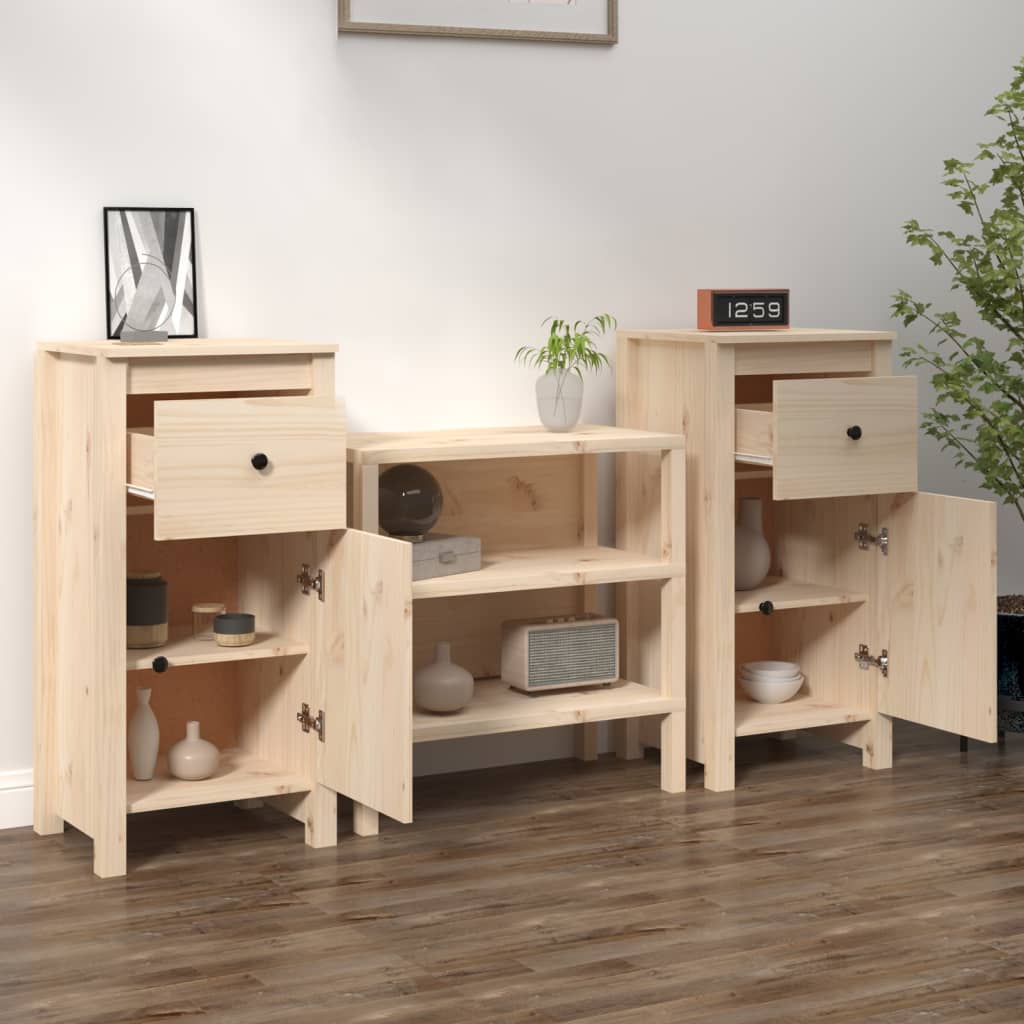 Buffets 2 pcs 40x35x80 cm bois massif de pin