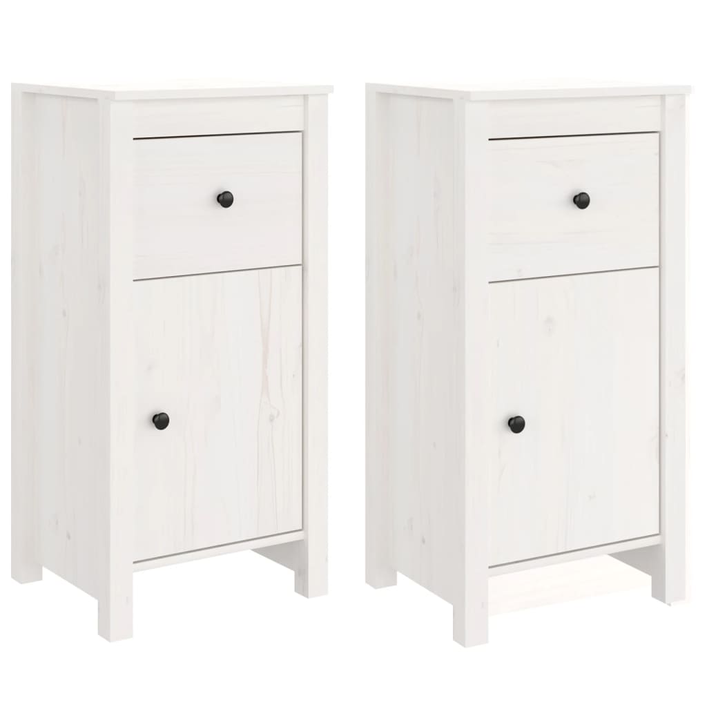 Buffets 2 pcs blanc 40x35x80 cm bois massif de pin