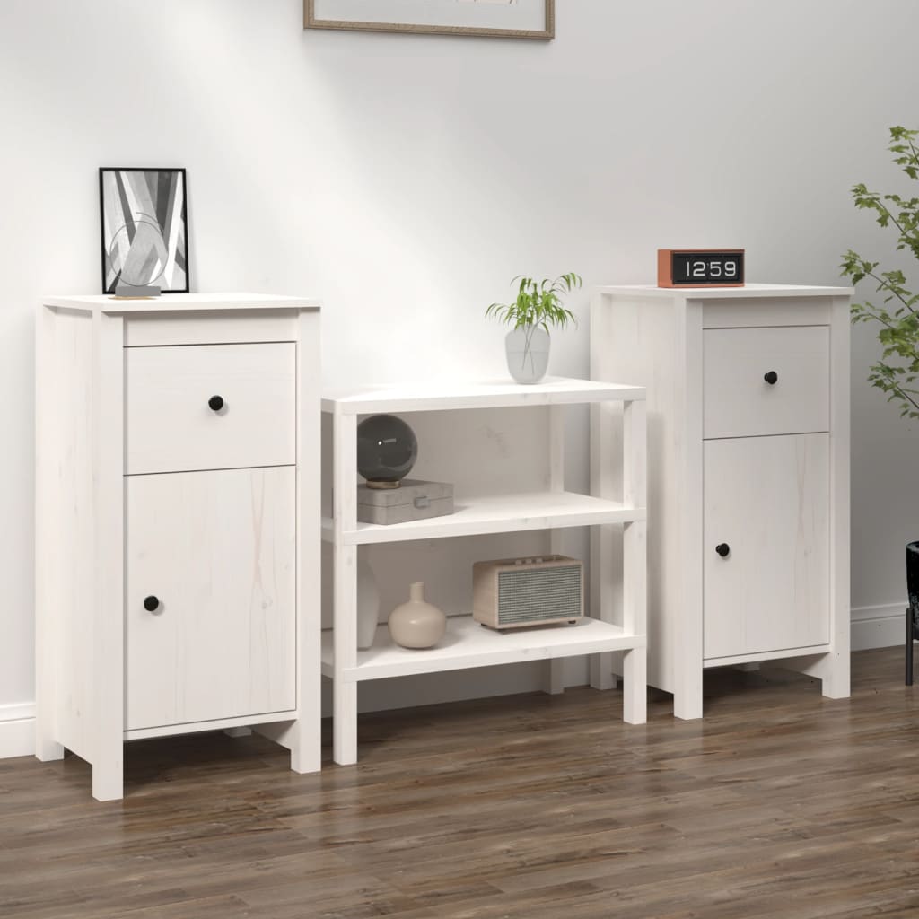 Buffets 2 pcs blanc 40x35x80 cm bois massif de pin