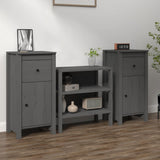 Buffets 2 pcs gris 40x35x80 cm bois massif de pin