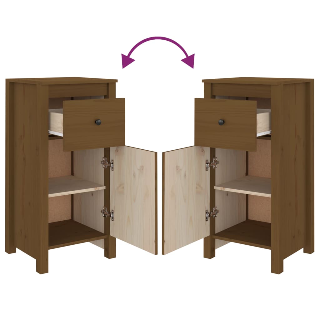 Buffets 2 pcs Marron miel 40x35x80 cm Bois massif de pin