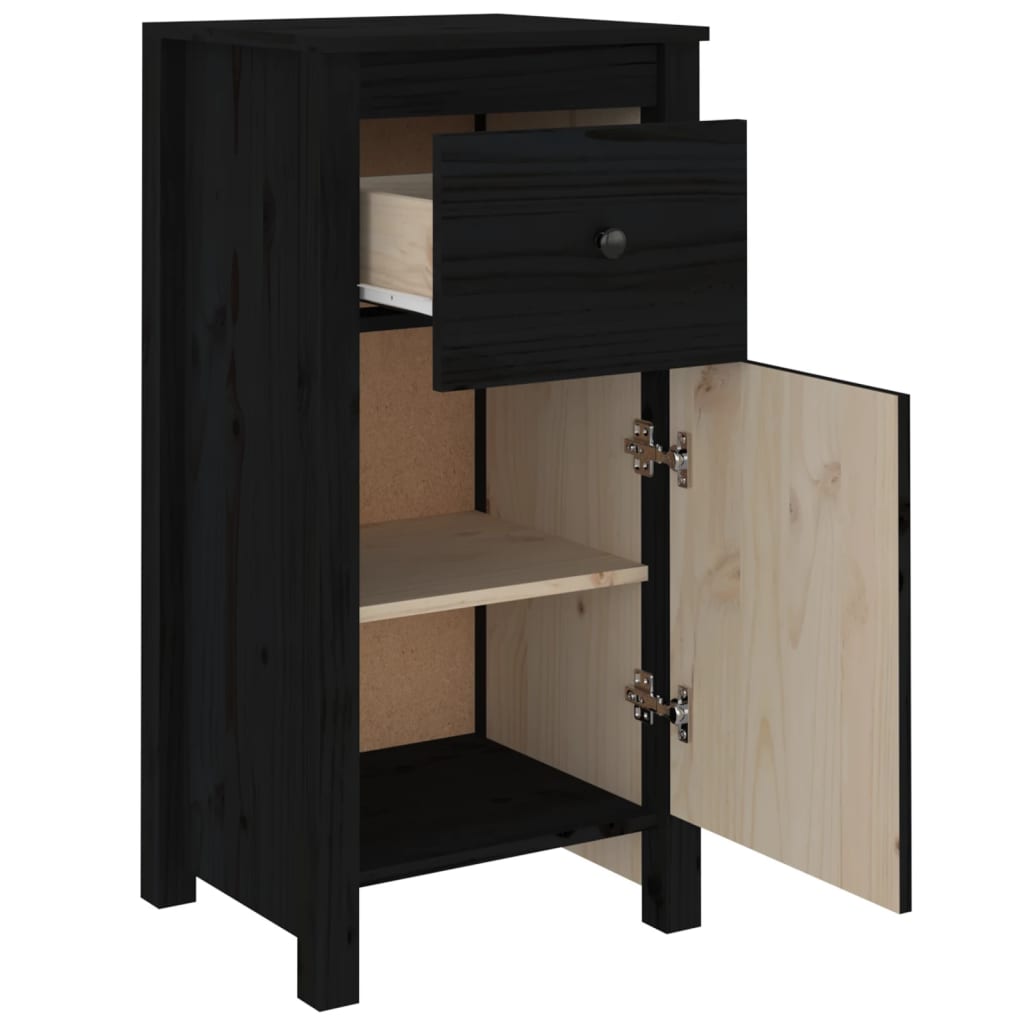 Buffet Noir 40x35x80 cm Bois massif de pin