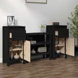 Buffets 2 pcs Noir 40x35x80 cm Bois massif de pin