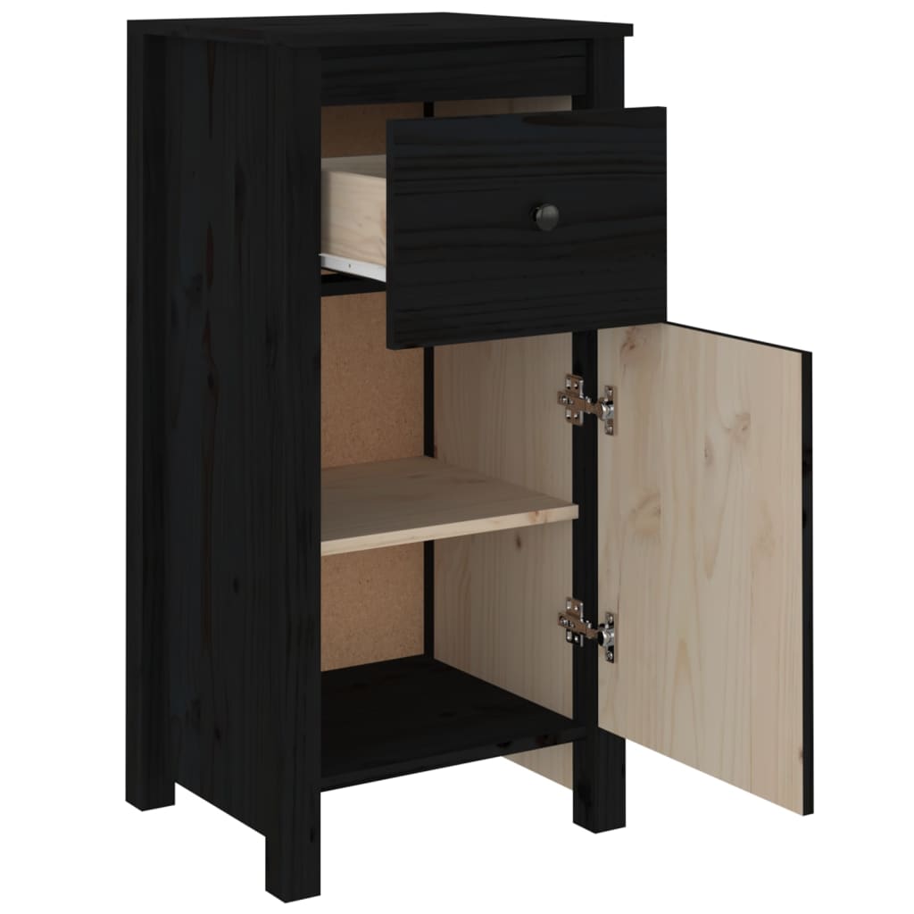 Buffets 2 pcs Noir 40x35x80 cm Bois massif de pin