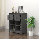 Grey Sideboard 70x35x80 cm Solid Pine Wood