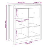 Grey Sideboard 70x35x80 cm Solid Pine Wood