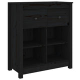 Buffet Noir 70x35x80 cm Bois massif de pin