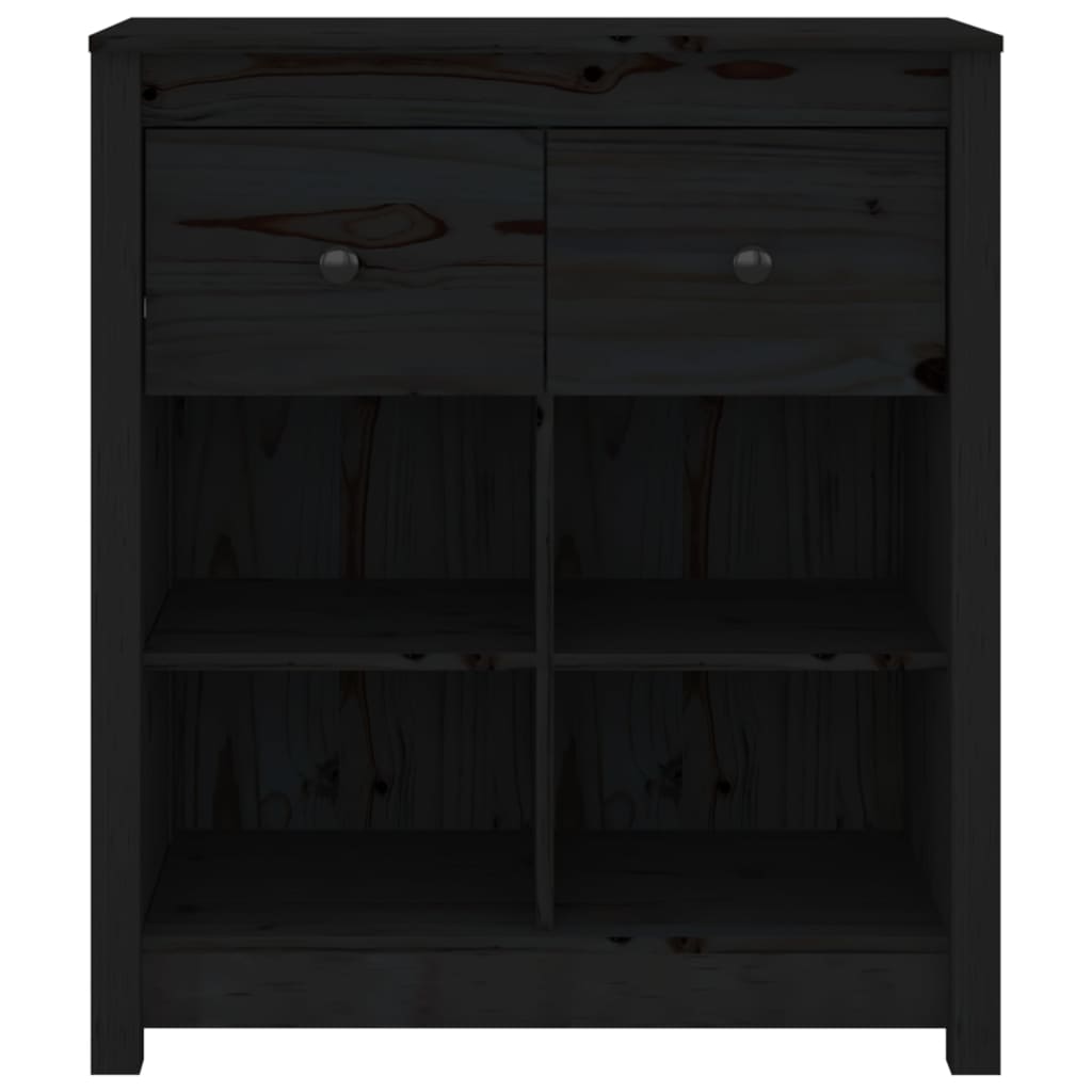 Black Sideboard 70x35x80 cm Solid Pine Wood