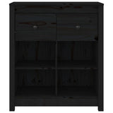 Black Sideboard 70x35x80 cm Solid Pine Wood