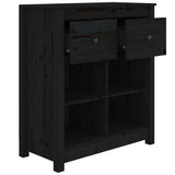 Buffet Noir 70x35x80 cm Bois massif de pin