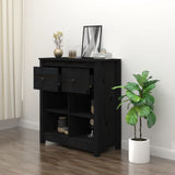 Black Sideboard 70x35x80 cm Solid Pine Wood