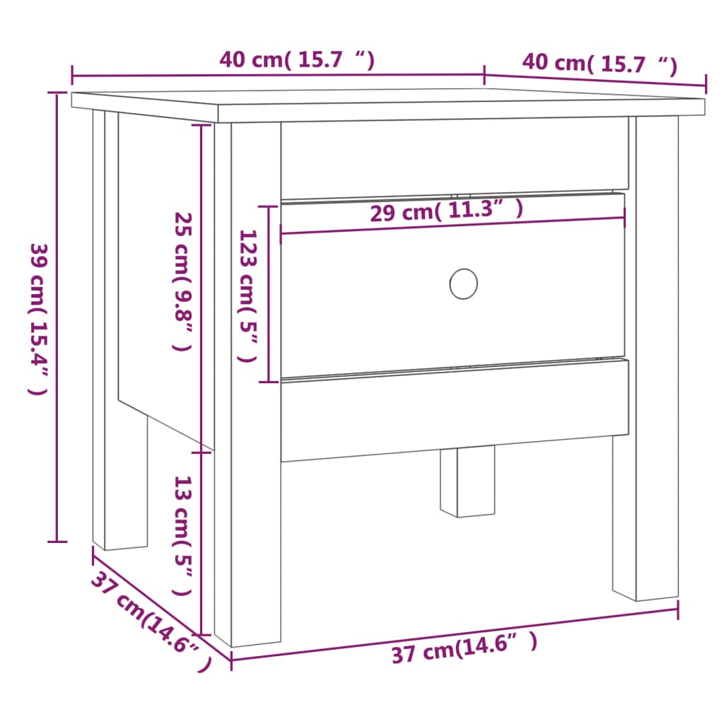 Table d'appoint 40x40x39 cm Bois massif de pin