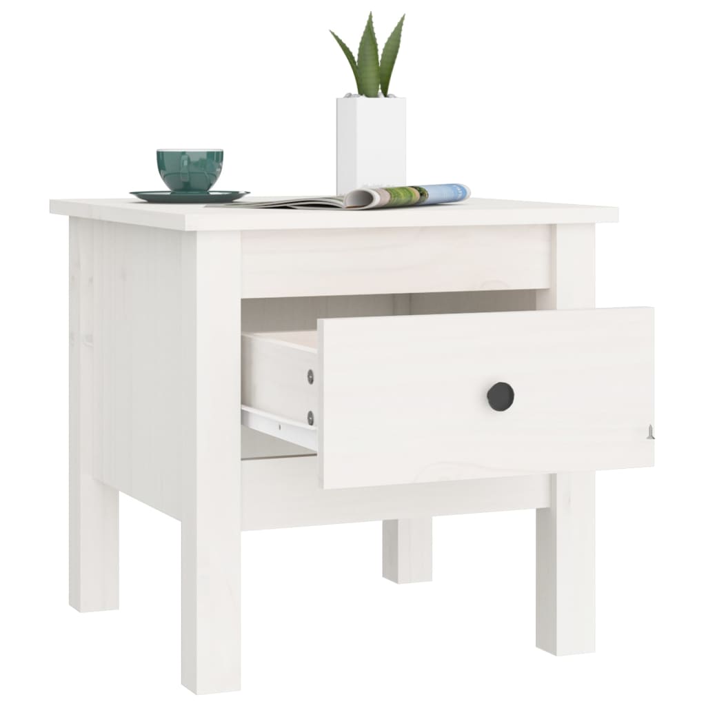 Table d'appoint Blanc 40x40x39 cm Bois massif de pin