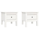 Tables d'appoint 2 pcs Blanc 40x40x39 cm Bois massif de pin