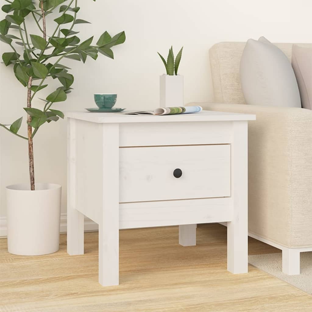 Tables d'appoint 2 pcs Blanc 40x40x39 cm Bois massif de pin