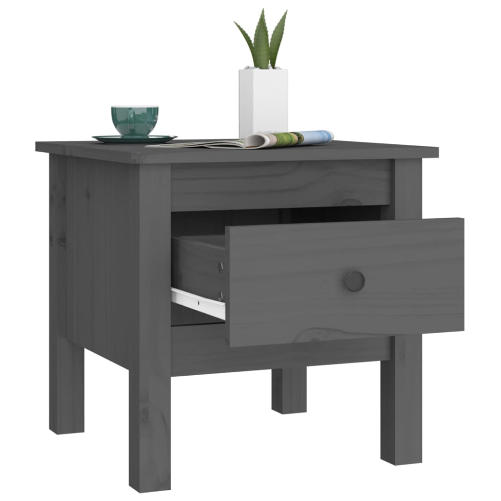 Side table Grey 40x40x39 cm Solid pine wood