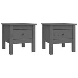 Side tables 2 pcs Grey 40x40x39 cm Solid pine wood