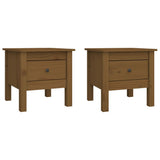 Tables d'appoint 2pcs Marron miel 40x40x39cm Bois massif de pin