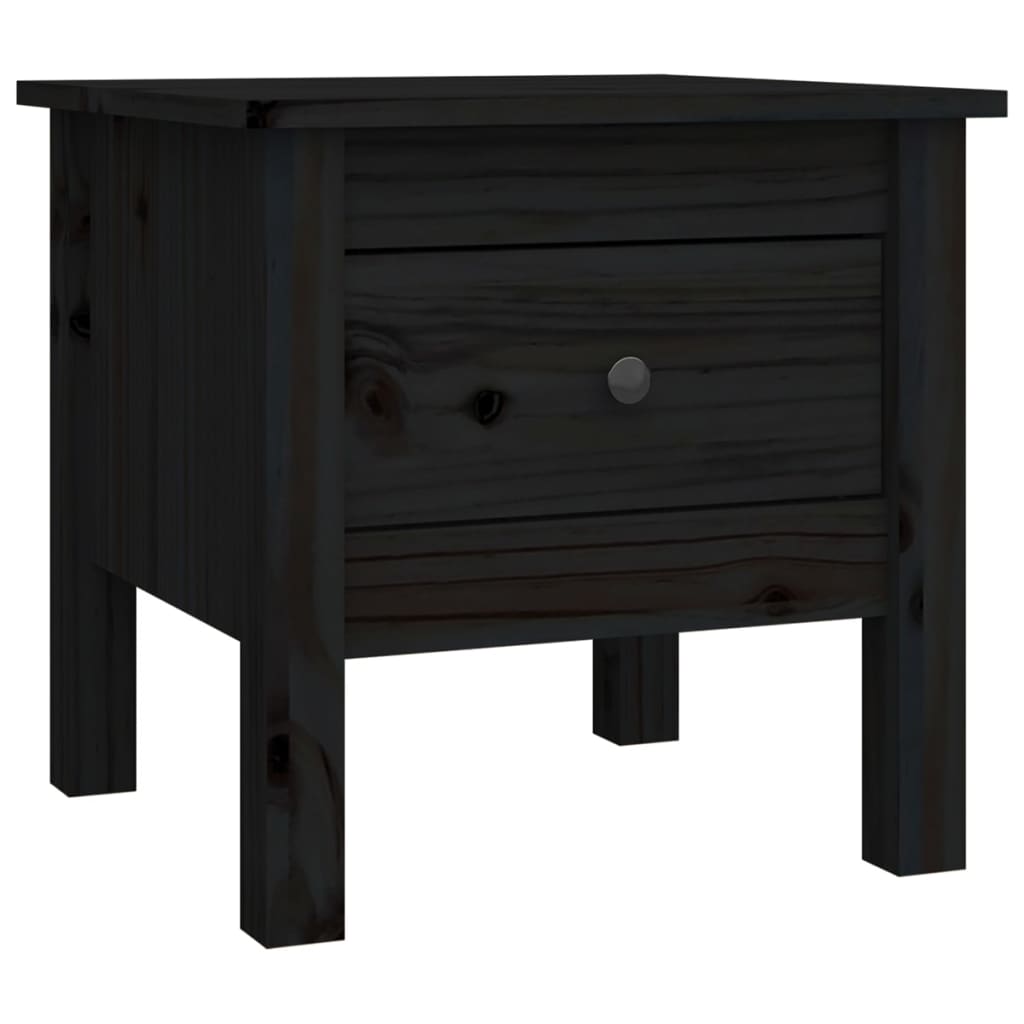 Table d'appoint Noir 40x40x39 cm Bois massif de pin