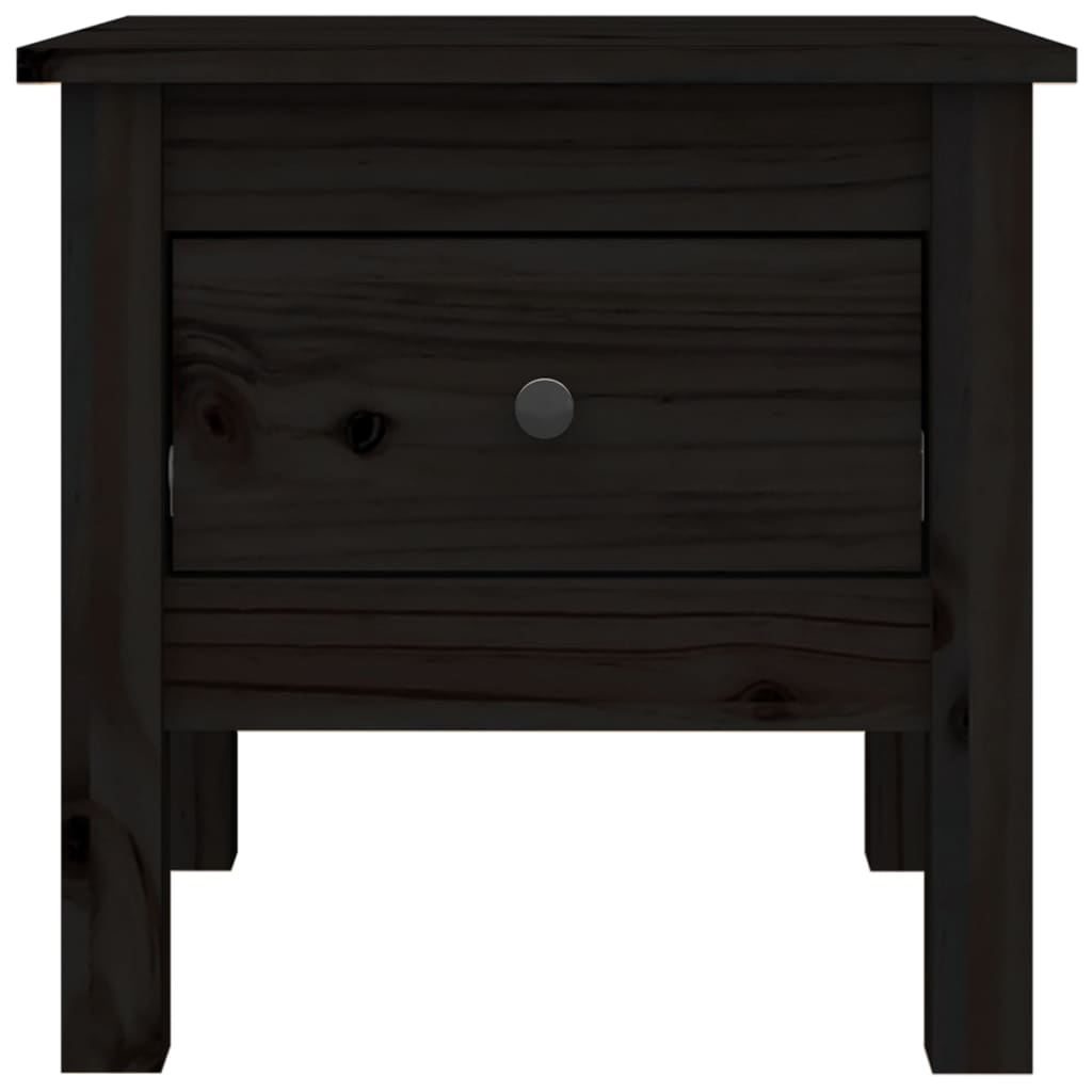 Table d'appoint Noir 40x40x39 cm Bois massif de pin