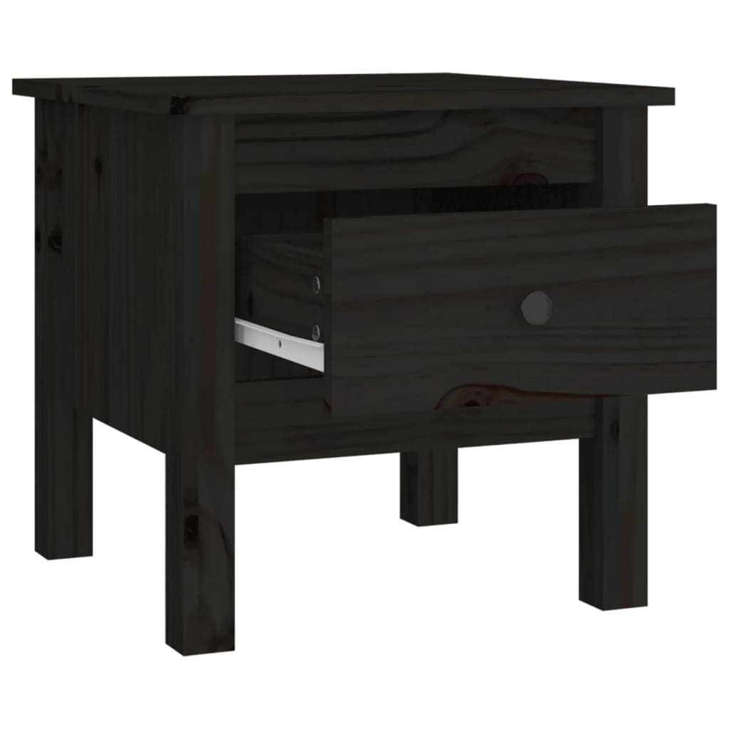 Table d'appoint Noir 40x40x39 cm Bois massif de pin