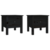 Tables d'appoint 2 pcs Noir 40x40x39 cm Bois massif de pin