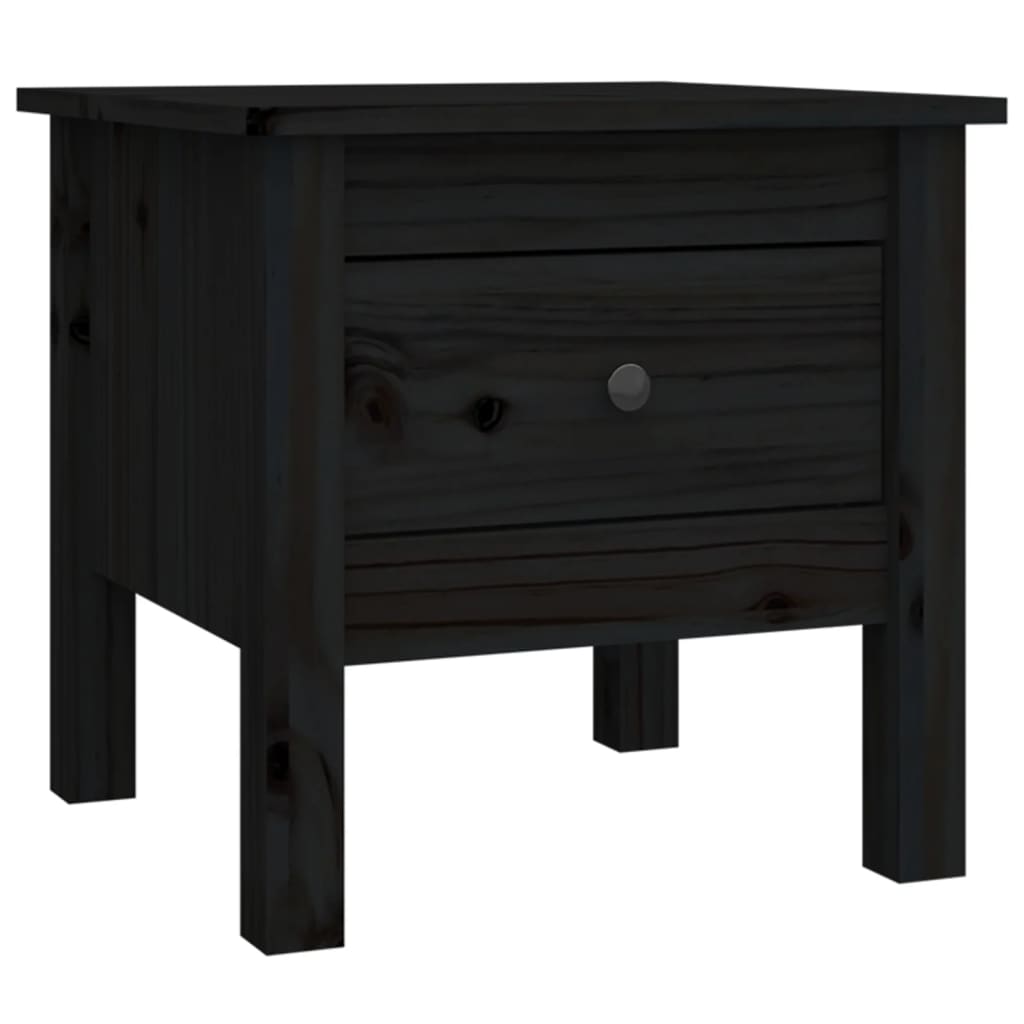 Side tables 2 pcs Black 40x40x39 cm Solid pine wood