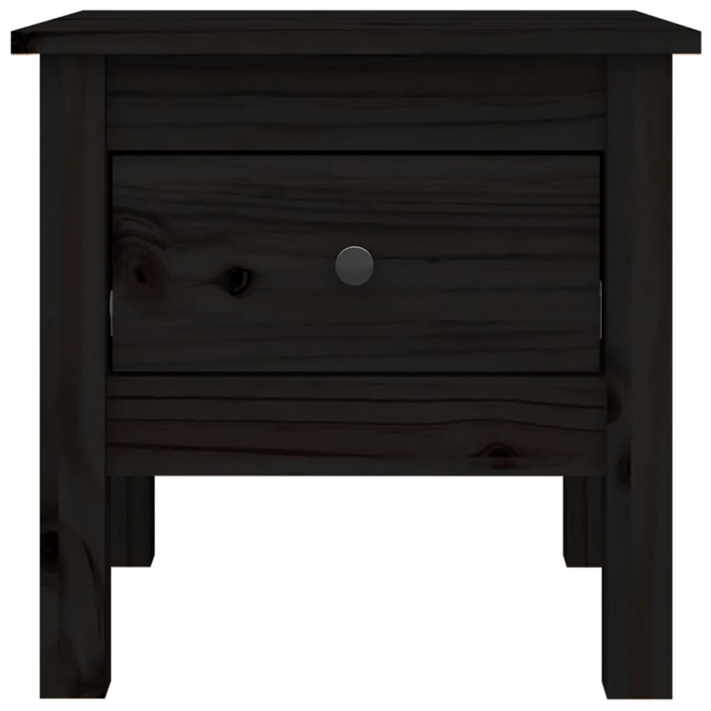 Side tables 2 pcs Black 40x40x39 cm Solid pine wood