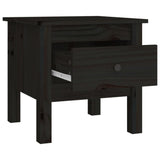 Side tables 2 pcs Black 40x40x39 cm Solid pine wood