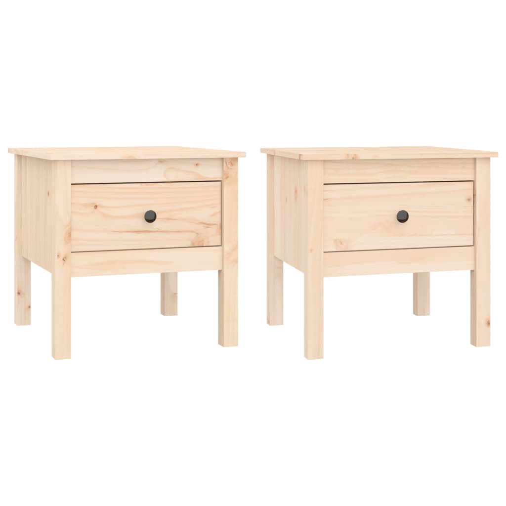 Tables d'appoint 2 pcs 50x50x49 cm Bois massif de pin