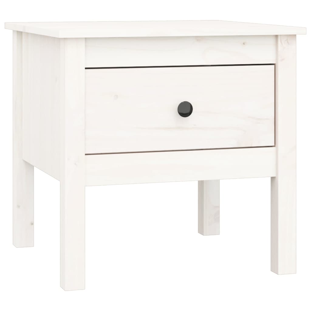 Table d'appoint Blanc 50x50x49 cm Bois massif de pin