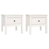 Tables d'appoint 2 pcs Blanc 50x50x49 cm Bois massif de pin