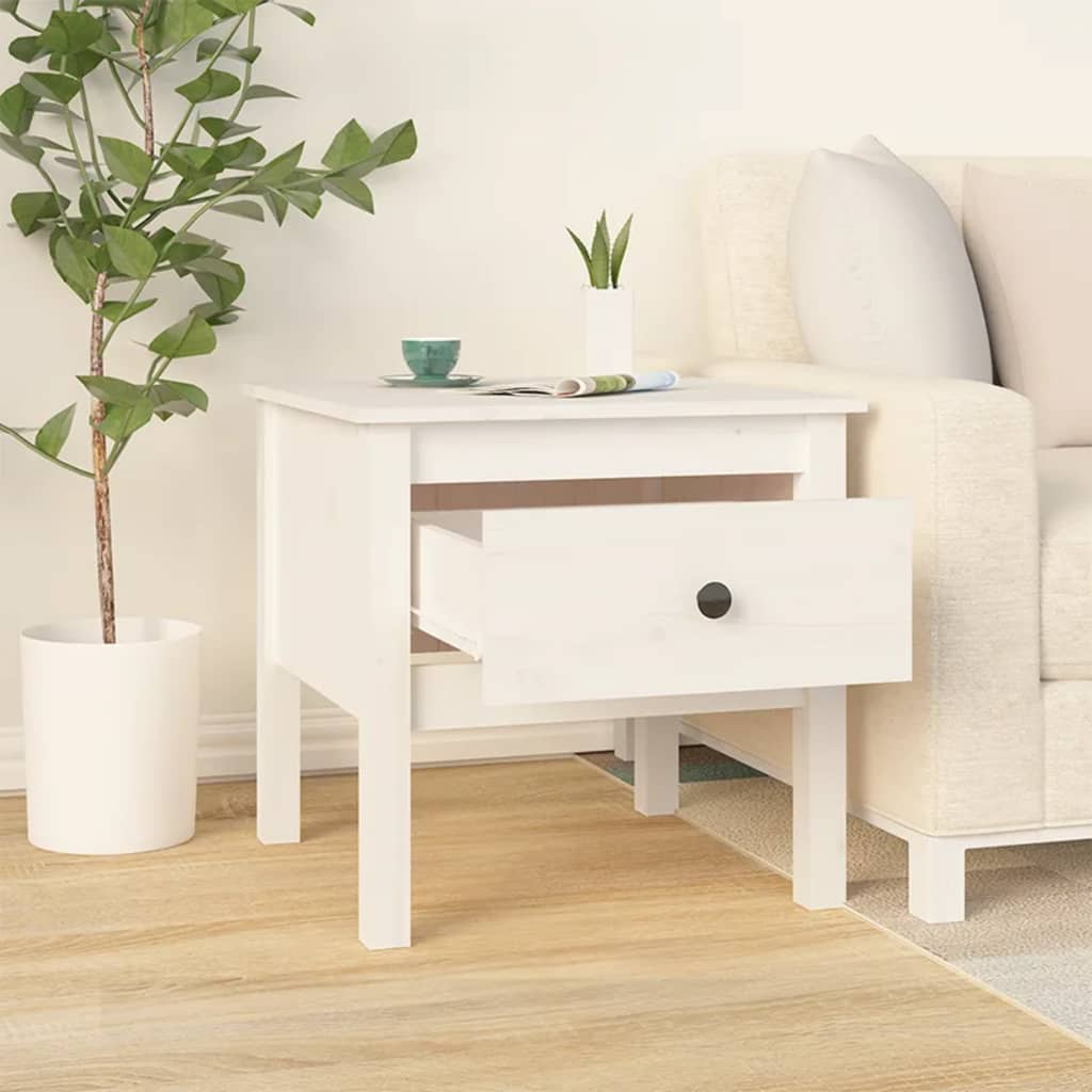 Side tables 2 pcs White 50x50x49 cm Solid pine wood