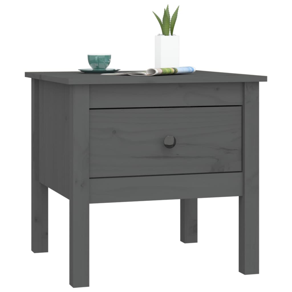 Side table Grey 50x50x49 cm Solid pine wood