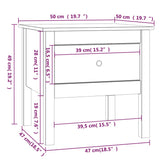 Side table Grey 50x50x49 cm Solid pine wood