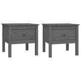 Side tables 2 pcs Grey 50x50x49 cm Solid pine wood