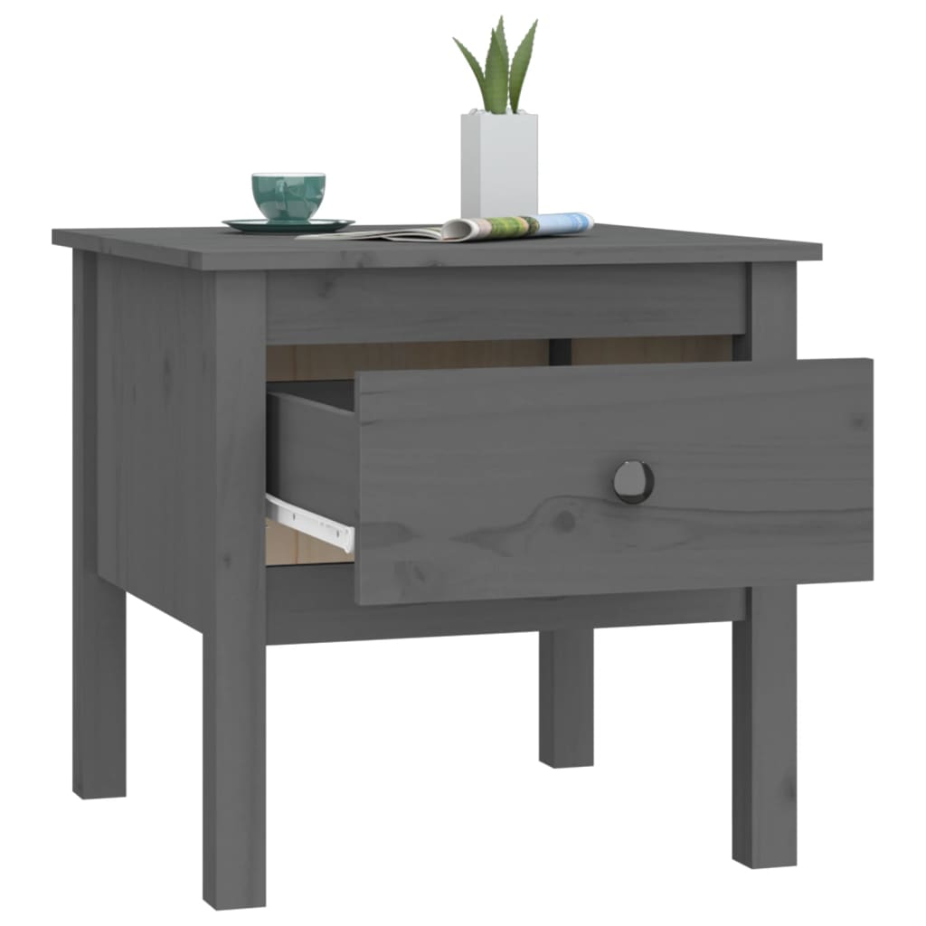 Side tables 2 pcs Grey 50x50x49 cm Solid pine wood