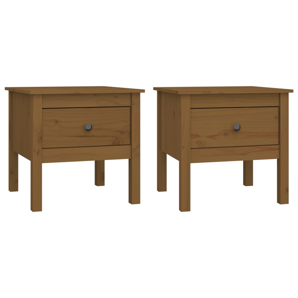 Tables d'appoint 2pcs Marron miel 50x50x49cm Bois massif de pin