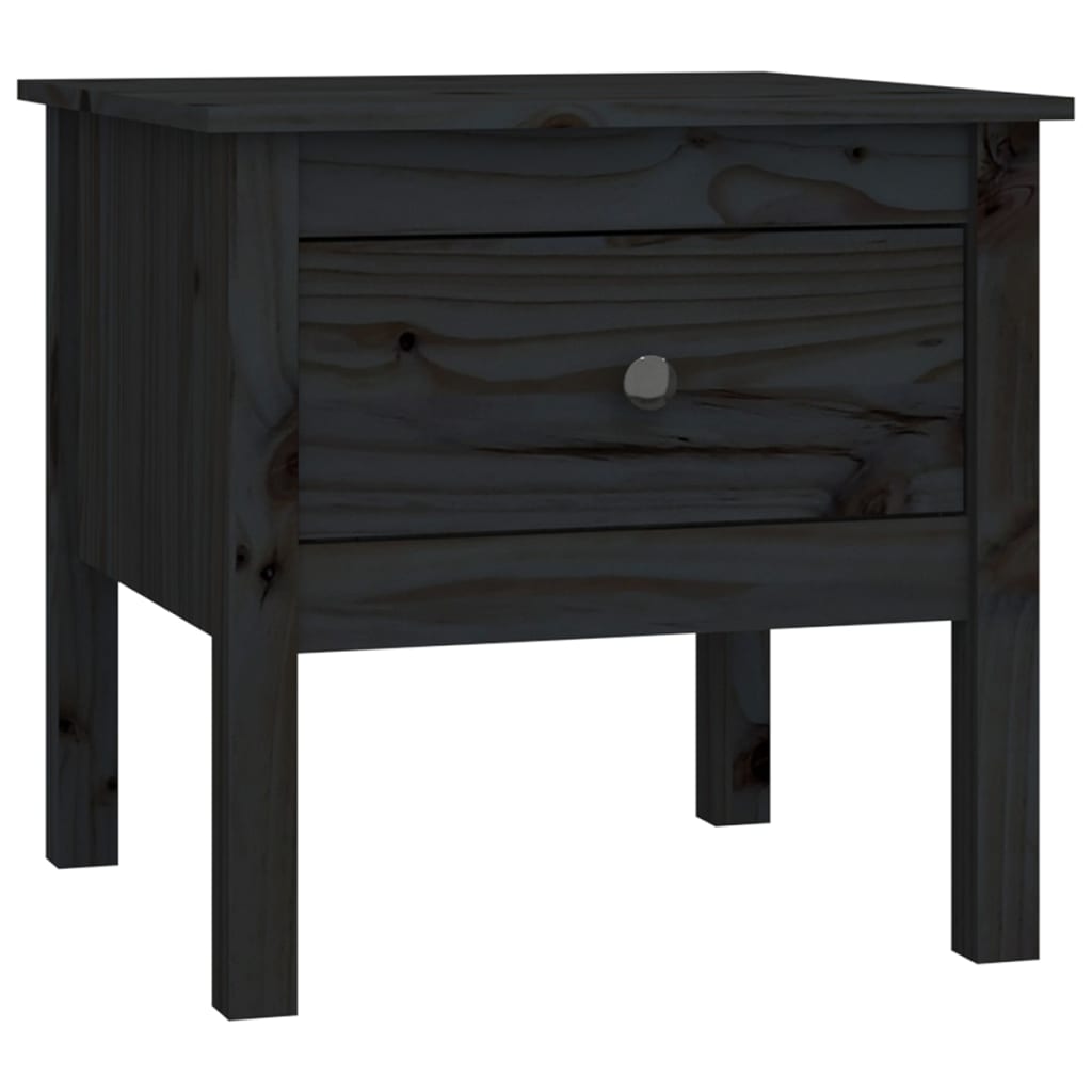 Side table Black 50x50x49 cm Solid pine wood