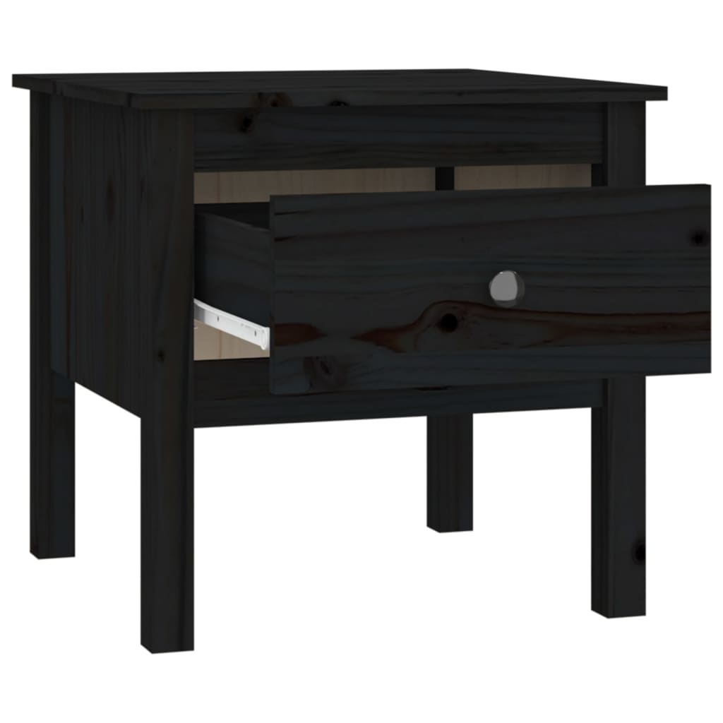 Side table Black 50x50x49 cm Solid pine wood