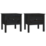 Side tables 2 pcs Black 50x50x49 cm Solid pine wood