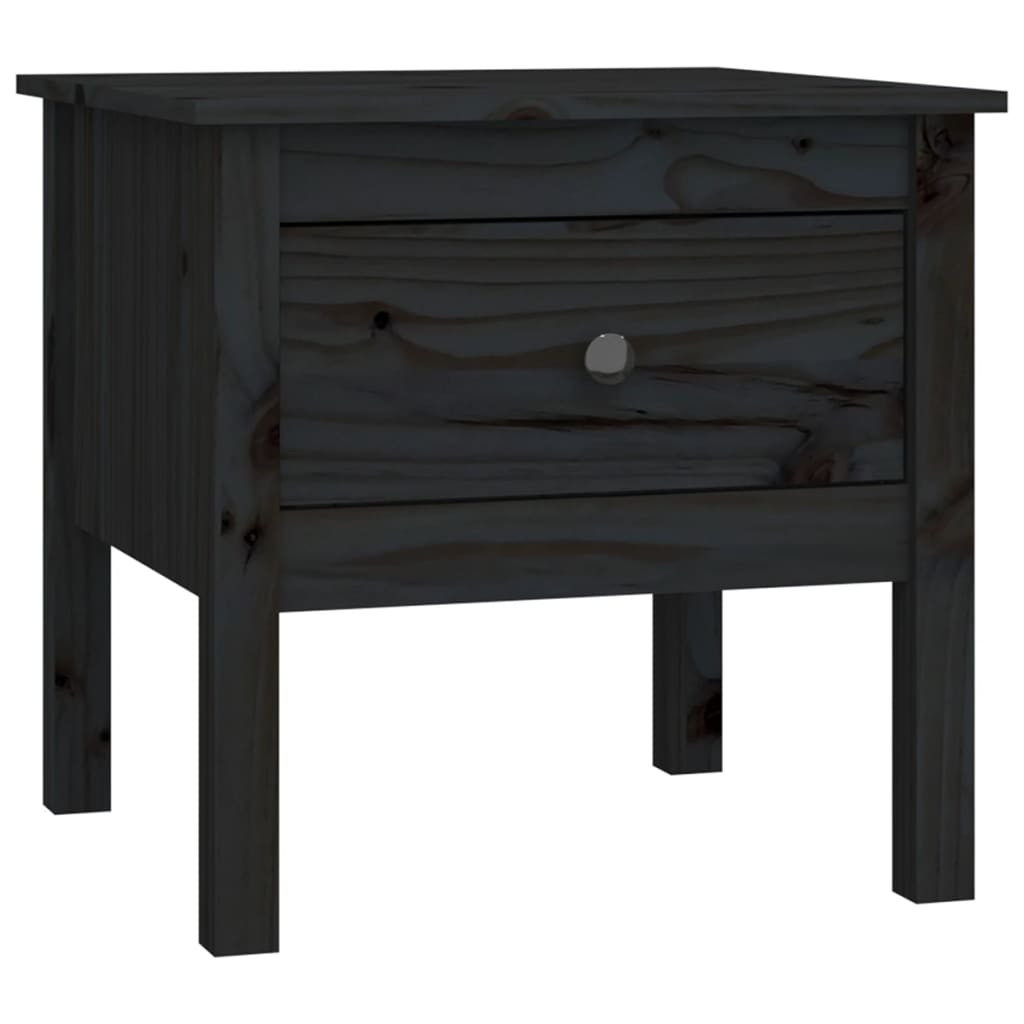 Side tables 2 pcs Black 50x50x49 cm Solid pine wood