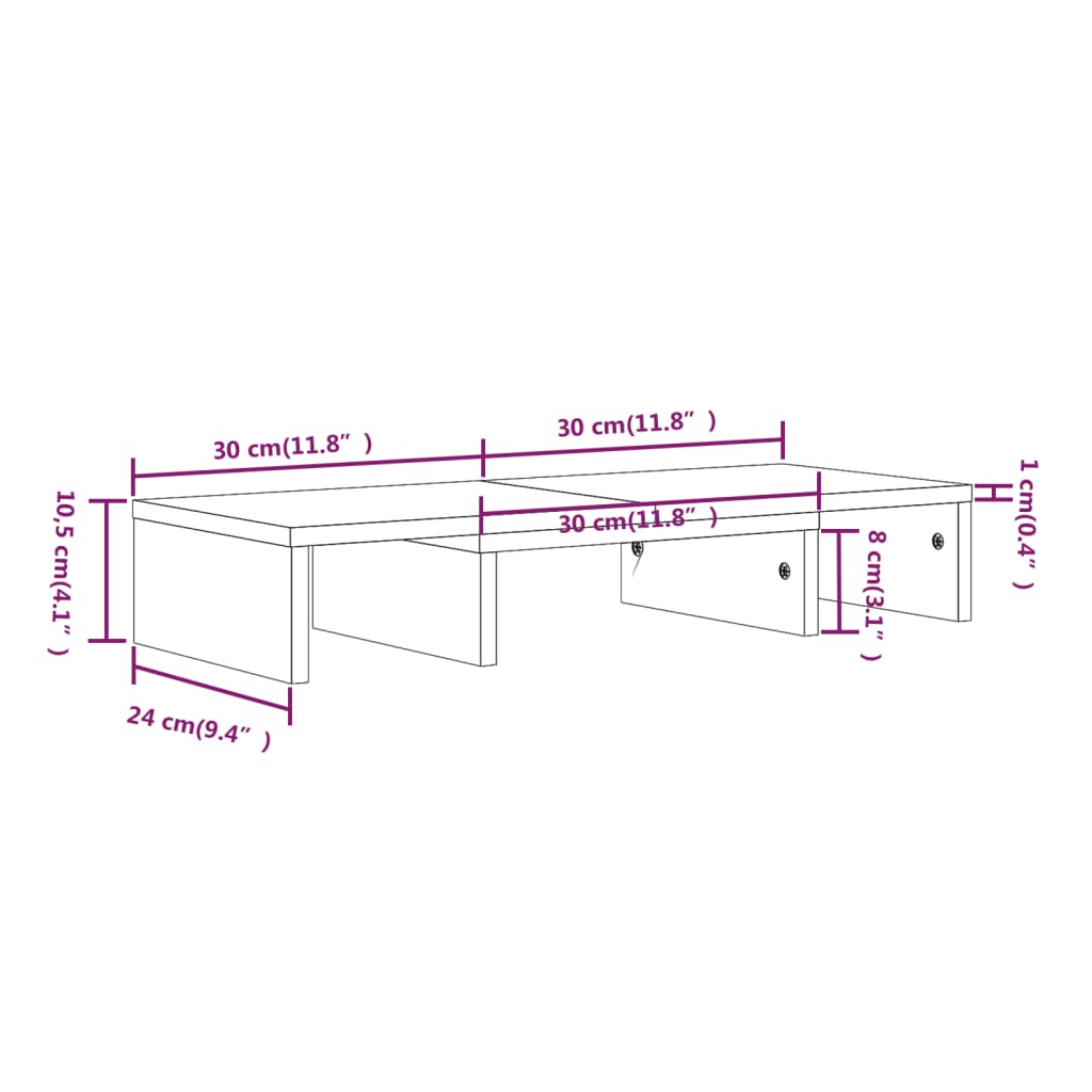 Support pour moniteur 60x24x10,5 cm Bois de pin solide