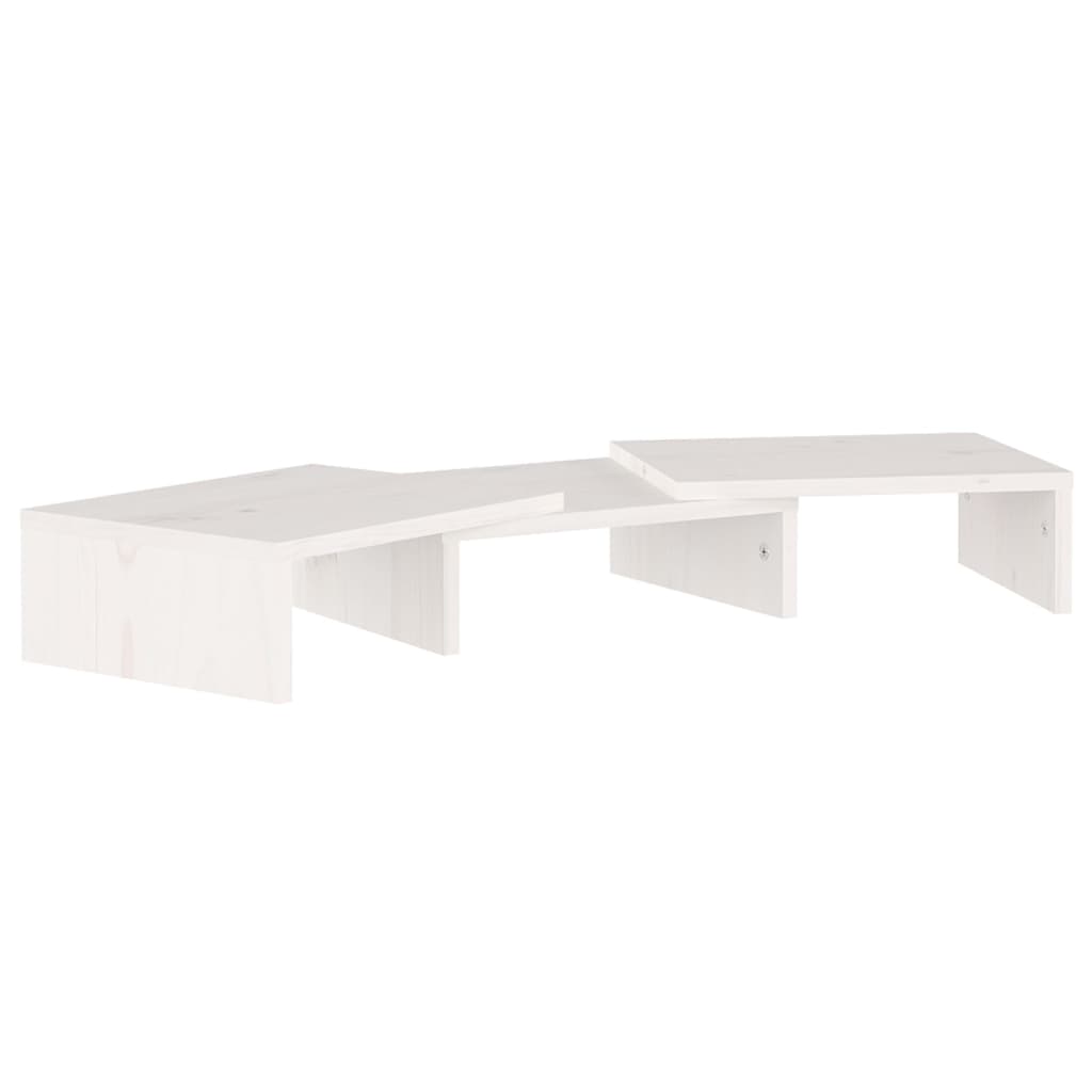 Support de moniteur Blanc 60x24x10,5 cm Bois de pin solide